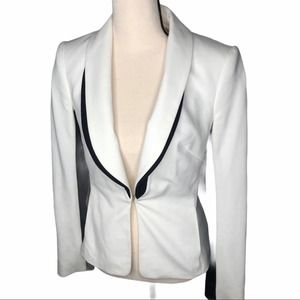 BEBE Blazer Jacket Tailored Fitted Winter White Black Women's Size 2